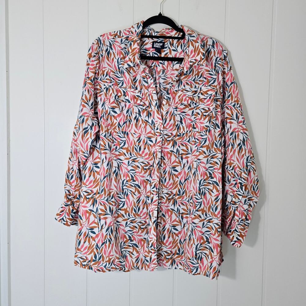 Women's Linen A-Line Long Sleeve Tunic Top Linen Size 2X